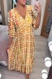 Large Size Super Fairy V-Neck Floral Dress For Seaside Holiday Beach Loose Long Skirt Style_ecoleips.com