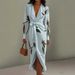 2026 European American Cross-border Elegant Style Deep V-neck Long-sleeve Printed Dress, Youthful And Elegant, Suitable_ecoleips.com