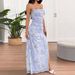 AD174 Purely Alluring Sexy Fashion Spring/Summer New Printed Backless Mesh Strap Bodycon Slit Dress_ecoleips.com