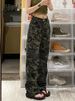plus Size American Hip Hop Camouflage Cargo Pants High Waisted Wide Leg Loose Straight Casual Slimming Summer Trendy_ecoleips.com