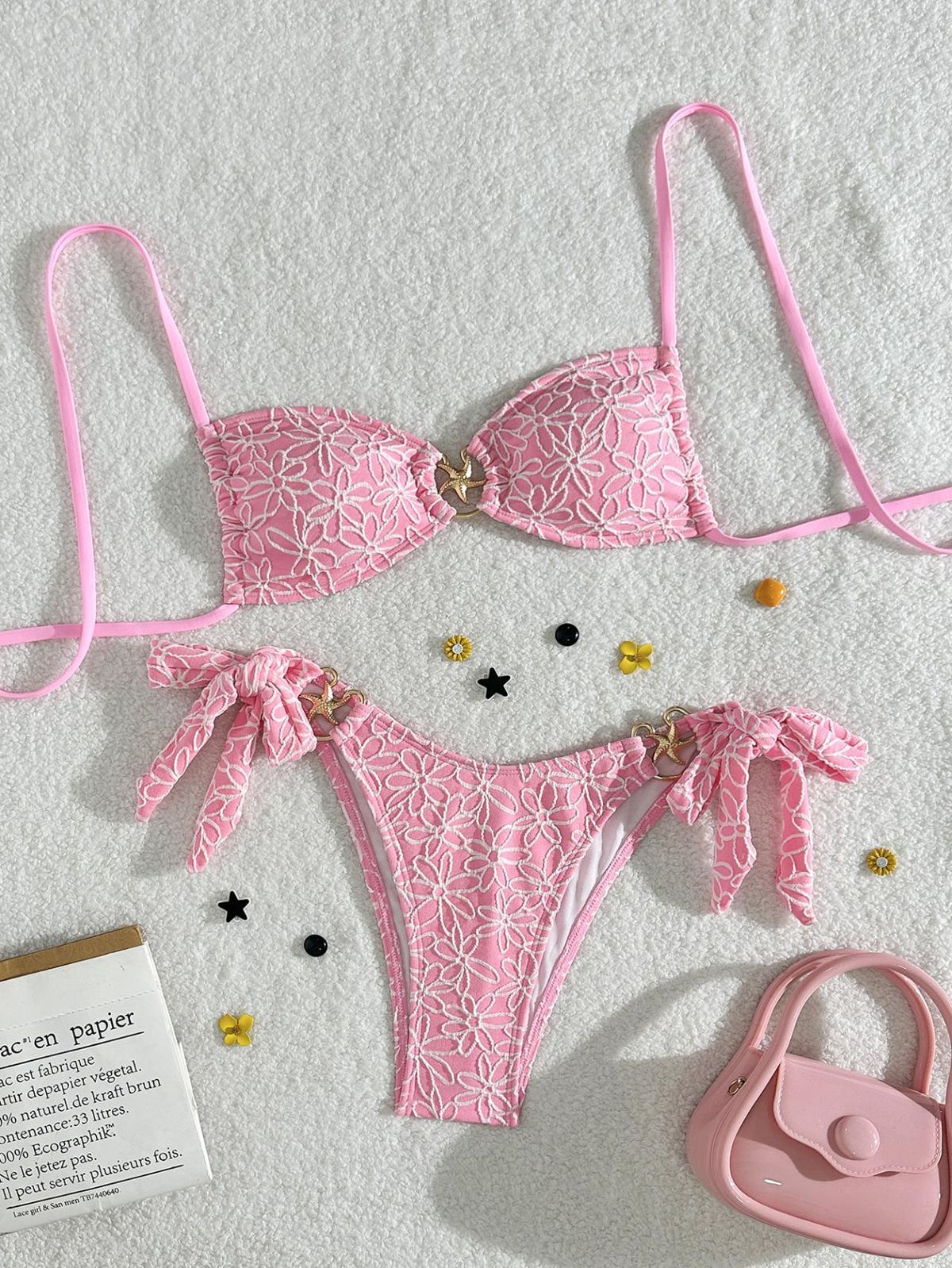 Women's Sexy Halter Neck Two Piece Swimsuit Bikini European American Style Embroidered Special Fabric Trendy Beachwear_ecoleips.com