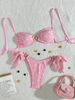 Women's Sexy Halter Neck Two Piece Swimsuit Bikini European American Style Embroidered Special Fabric Trendy Beachwear_ecoleips.com