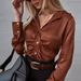 Women's Elegant Solid Color Long Sleeve Cardigan Shirt Casual Spring Autumn Fashion American Style_ecoleips.com