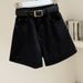K Cowboy Shorts, Women's New Style, Internet Famous, High Waist, Simple And Slimming, Loose And Wide Leg Versatile A-line Pants. No Belt_ecoleips.com