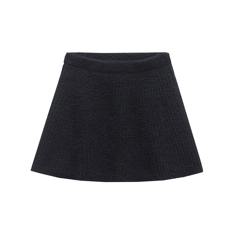 2025 Winter Women's Solid Color Simple Style Sweater Pullover Knitwear + Elastic Waist Short Skirt Set_ecoleips.com