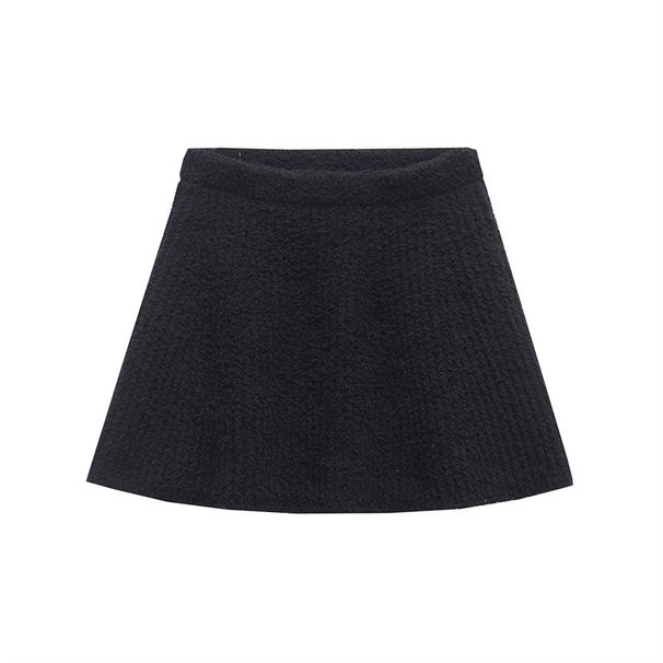 2025 Winter Women's Solid Color Simple Style Sweater Pullover Knitwear + Elastic Waist Short Skirt Set_ecoleips.com