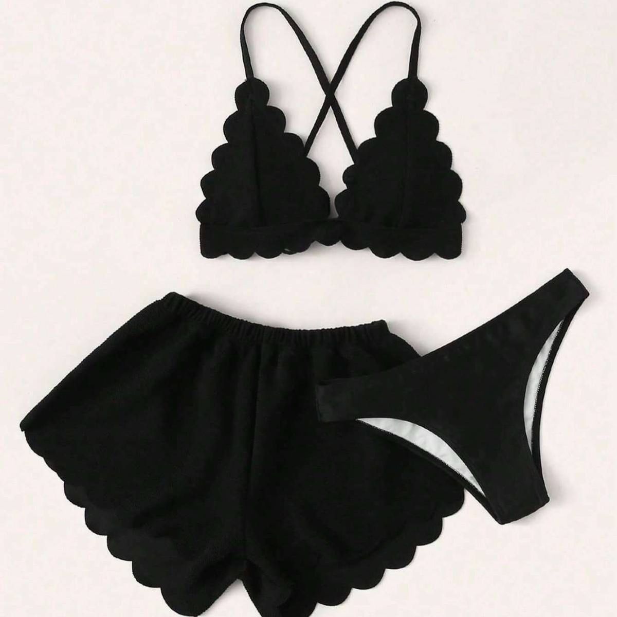 Women's Clothing New Three Piece Swimsuit Tether Sexy Beach Split Bikini Swimsuit_ecoleips.com