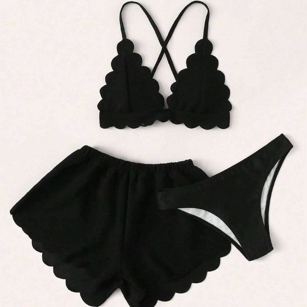 Women's Clothing New Three Piece Swimsuit Tether Sexy Beach Split Bikini Swimsuit_ecoleips.com