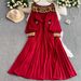 Women's Clothing High Quality! Elegant Lady Heavy Work Show Pearl Sequin Round Neck Dress Dress Female Waist Slim Pleated Long Skirt_ecoleips.com