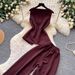 Women's Clothing Women's Style Two Piece Set Summer Slimming Effect Vest And Wide Leg Pants 3D Floral Decoration Commuter Style_ecoleips.com