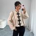 Women's Long Sleeve Shirt Ethnic Style Chinese Knot Design Casual Elegant Fashion Top for Spring/Autumn Summer_ecoleips.com
