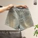 Women's Vintage A-Line Denim Shorts - Retro Light Blue High Waisted Summer Shorts For Casual Street Style_ecoleips.com