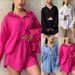 Women's Clothing Women's Wear Wrinkled Lathers Long Sleeve Shirt High Waist Fashion Shorts Fashion Casual Two Pieces_ecoleips.com
