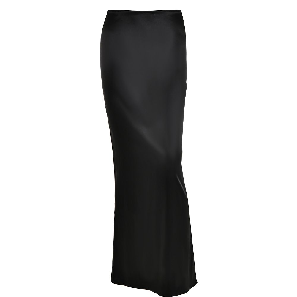 Women's Clothing New Long Skirts Fashionable Sexy Versatile Hip Wrapped Long Satin Skirt_ecoleips.com
