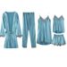 Women's Clothing pajamas five piece set Sexy lingerie Sexy pajamas Nightdress Ladies home clothes Simulation silk pajamas_ecoleips.com
