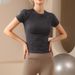 Women's Clothing Running Sports Slim Quick Drying T Shirt Elastic Slim Yoga Short Sleeved T Shirt Thin New Style Breathable Top_ecoleips.com