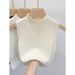 Half-high Collar Knitted Camisole For Women, Base Layer Top, 2025 Autumn And Winter Sleeveless Vest, Outerwear Sweater_ecoleips.com