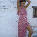 Foreign Trade European And American Women's Clothing 2026 New Style Slanted Collar Sexy Slit Floral Ruffle_ecoleips.com
