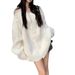 Cozy Cable Knit Cardigan – Soft Polyester-Spandex Blend, Oversized Open Front Sweater For Women, Cream & Khaki (One Size Fits Most)_ecoleips.com