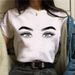 Euroean And American Cross-border Foreign Trade Clothing, Sexy Eyelash Rint Round-neck Short-sleeve Women's T-shirt_ecoleips.com