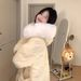 girl Girl Girl Plus Size Yellow Mid-Length Fur Collar Down Cotton Jacket For Women Winter New Thickened Hooded Puffer Coat_ecoleips.com