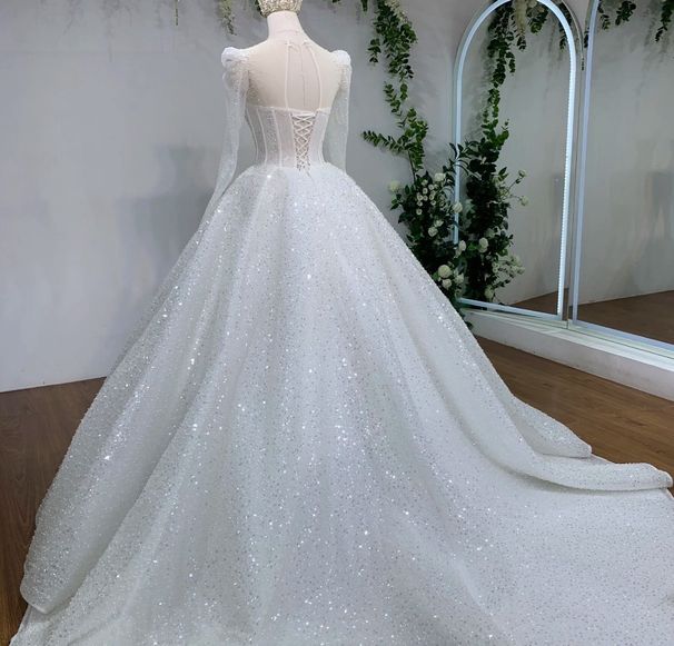 Weddingdress New Heavy Beaded Puffy Skirt Wedding Dress Female Bride French Luxury Trailing Wedding Dress_ecoleips.com