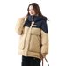 New 90 White Duck Down Winter New Loose Contrasting Color Thickened Coat Color Matching Down Jacket Women_ecoleips.com