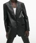 Women's Clothing Faux Leather Blazer Jacket With Notched Lapel & Stylish Pockets - Slim Fit Casual Coat For Office & Evening Out (Black, S/M/L/XL)_ecoleips.com