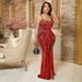 fashionable and sexy sling hot diamond dress slit leg exposed hot diamond dress banquet ladies style_ecoleips.com