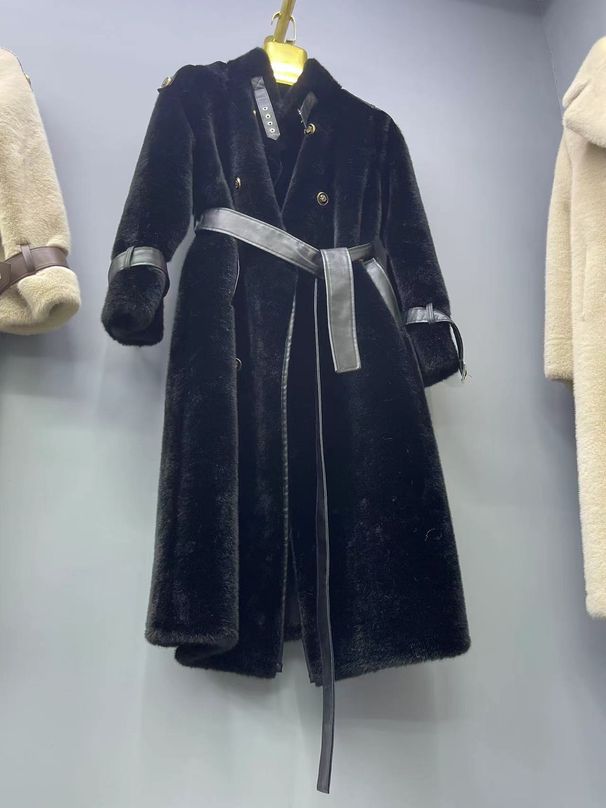 Women's Clothing Mink Fur Women's Mid Length Coat Outerwear New Mink Fur Autumn And Winter Women's Belt Style Temperament_ecoleips.com