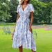 Women Simple Versatile Dress Classic V‑Neck With Short Sleeve For Daily Casual Occasions_ecoleips.com