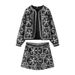 Women's Clothing Autumn Women's Fashion Casual Suit Personality Street Print Round Neck Jacket Short Skirt Suit_ecoleips.com