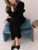 Women's V-Neck Cardigan Sweater Faux Mink Knit Open Front Coat, Oversized Loose Long Sleeve Soft Fall Winter Outerwear, Cozy Chic Casual Office Wear_ecoleips.com