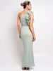 Mozision Shoulder Floral Mesh Ruched Sexy Maxi Dress For Women Gown Oblique Shoulder Sleeveless Backless Bodycon Long Dress_ecoleips.com