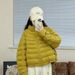girl Girl 90 White Duck Korean Style 2025 Autumn Winter Ribbed Casual Simple Loose Stand Collar Short Lightweight Down Jacket_ecoleips.com