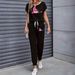 Women's Color Block Trim Casual Suit American Style Spring Summer Autumn New Simple Loose Fit Short Sleeved Set_ecoleips.com