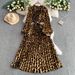 Women's Clothing Women's Style High-End Round Neck Dress Printed Lantern Sleeve Waist Slimming Pleated Summer Style_ecoleips.com