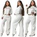 Women's Fashion Casual Sports Sweatshirt Set Two Piece Hooded Crop Top Wide Leg Pants European American Style_ecoleips.com