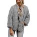 Women's Clothing Casual Stand Collar Long Sleeve Jacket With Pockets, Lightweight Polyester Acrylic Filled Coat, Loose Fit Outerwear For Autumn_ecoleips.com