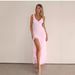 Women's Clothing V Neck Side Slit Ruffles Long Skirt Dress_ecoleips.com