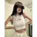Korean Style Sweet Spicy Girl Sleeveless Racerback Camisole Vest For Women New Shoulder-Cutting Short Outer Wear Unique_ecoleips.com