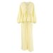 Yellow Pure Cotton Ruffled Sleeve Long Pants Loose Pajama Set European And American Autumn Cross-Border Women's_ecoleips.com