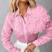 Women's Clothing Three Dimensional Floral Perspective Diamond Shirt_ecoleips.com