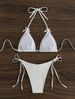 Elegant Solid Color Women's Bikini Set Adjustable Triangle Top Tied-Side Bottoms Breathable Two-Piece Swimsuit for Beach Pool Vacation_ecoleips.com