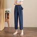 Suitable For All Seasons Cotton Casual For Women, Summer Thin Loose High Waist Pants, Slimming Versatile Nine-point Petite Linen Wide-leg Pants_ecoleips.com