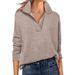 Women's Fashion: Solid Color V-Neck Long-Sleeve Loose-Fitting T-Shirt_ecoleips.com