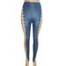 Elegant Black Pu Leather Pants With Cross Strap Detail - Slim Fit High Waist Pants For Women, Stylish & Sexy Trousers For Night Out Or Casual Wear_ecoleips.com