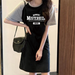 Summer Fashion Trend New Simple Letter Printing Loose Round Neck Short-sleeved Women's Dress_ecoleips.com