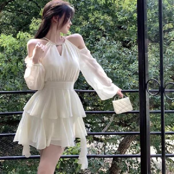 French-Inspired Chiffon Tiered Dress With Waist-Defining Seams & Romantic Ruffle Hem – Breathable Lining & Concealed Zipper (S/M/L/XL/2XL, Peach)_ecoleips.com
