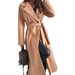 Simple Solid Color Long-sleeved Lapel Straps Woolen Double-breasted Jacket_ecoleips.com
